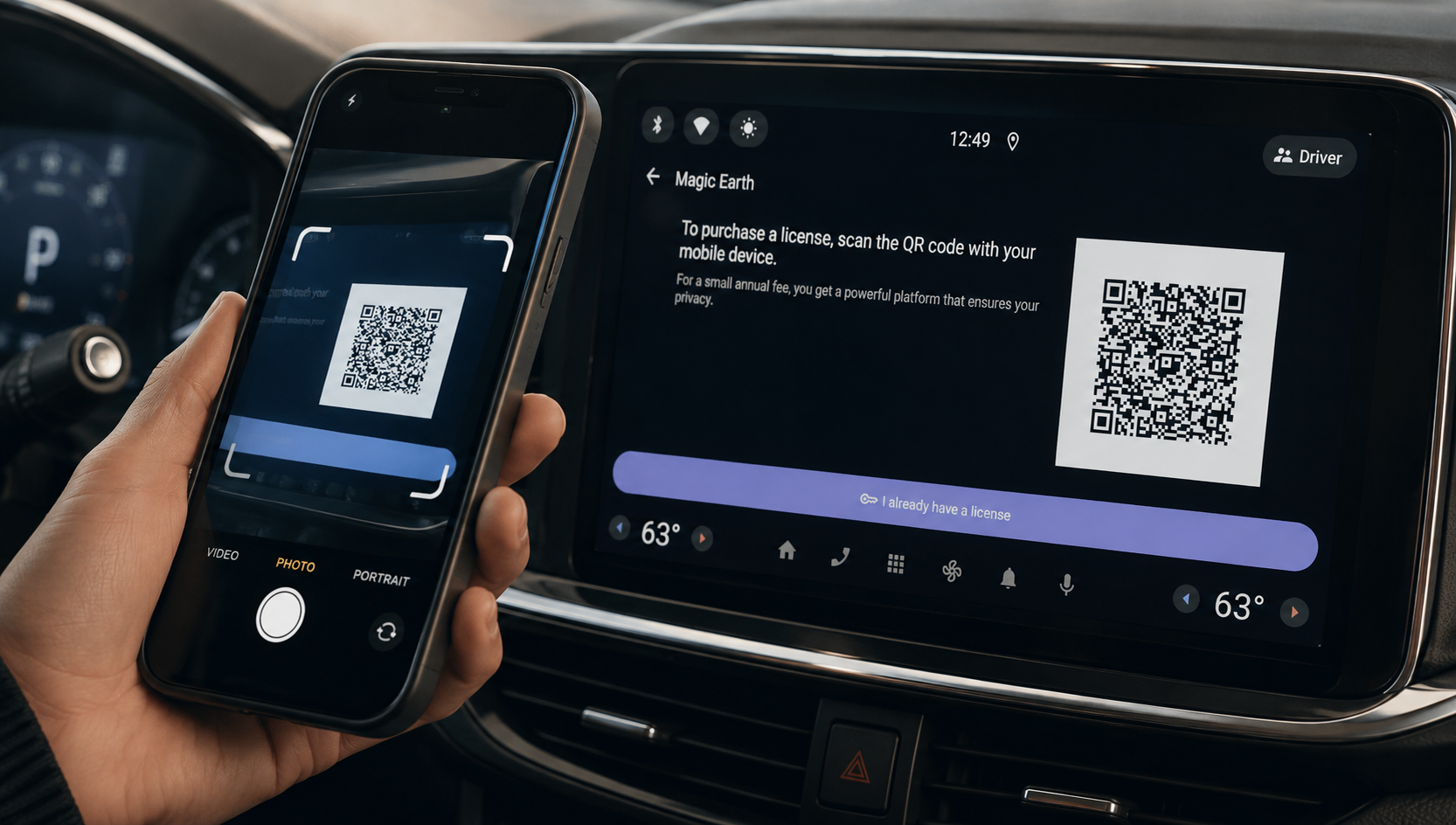 Scanning QR code on car screen